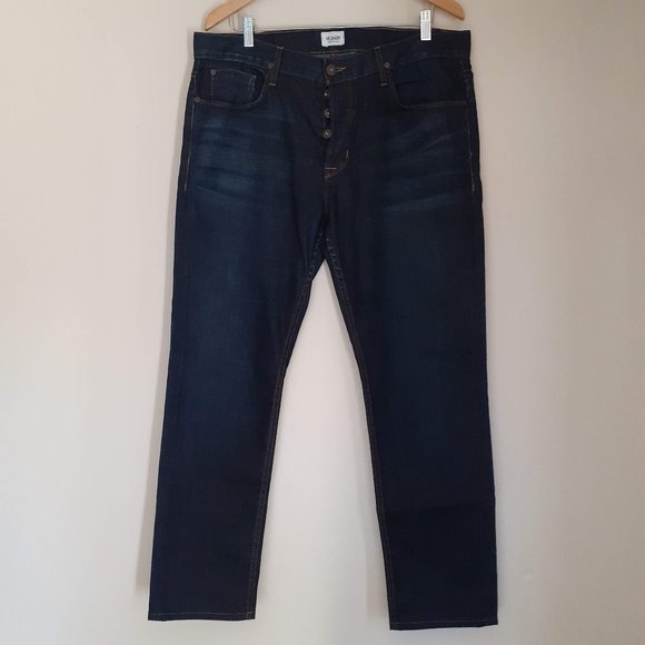 HUDSON STRAIGHT SLIM LEG JEANS MADE IN USA DARK BLUE 36"men=13"women, measured - Picture 1 of 5